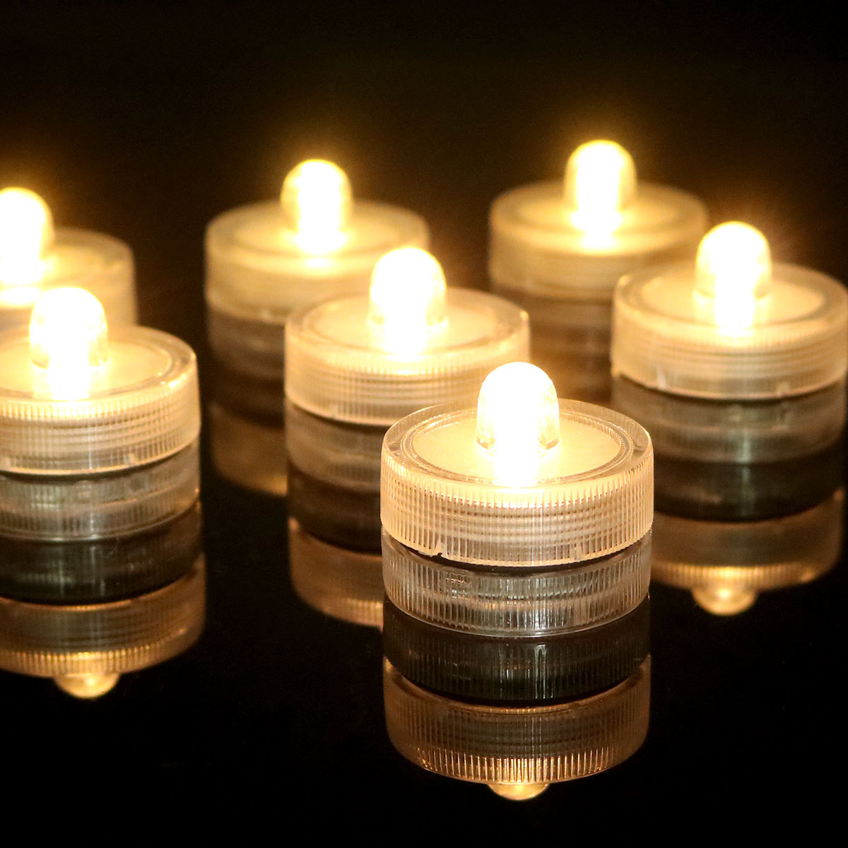 Velas LED sin llama, luces de té impermeables, luces LED subacuáticas para piscina, lámpara decorativa, vela para pieza de boda: Color blanco cálido / Gris oscuro