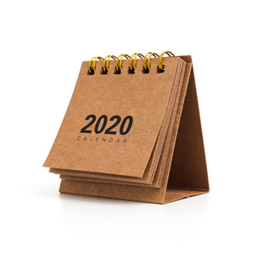 År mini desk kalender simpel desk coil notesblok kraftpapir kalender daglige planer 99: Brunt kraftpapir