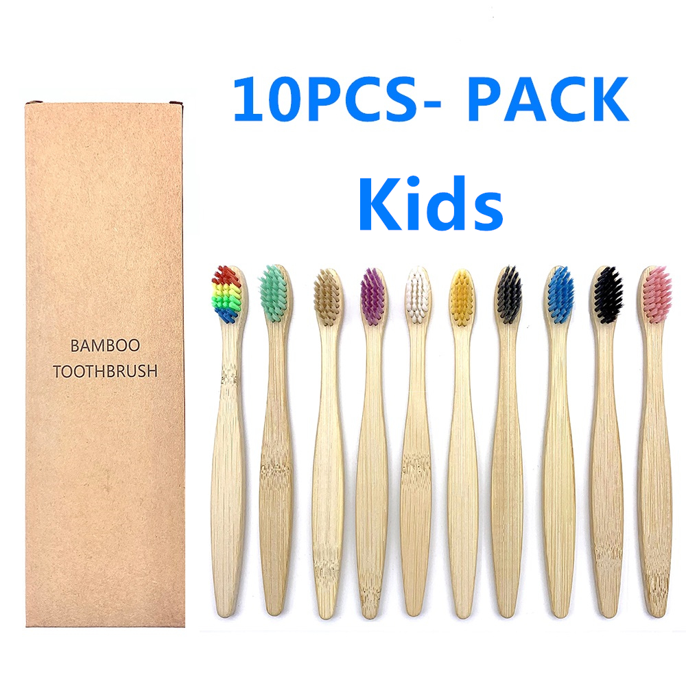 10 pièces brosse à dents en bambou biodégradable dents poils colorés brosse à dents en bambou naturel brosses à dents dentaires Eco Bambou: Or