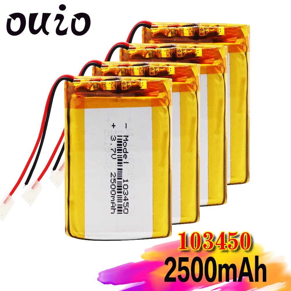 103450 3.7V 2500Mah Lipo Lithium Polymeer Oplaadbare Batterij Voor Gps Navigator Gps MP5 Bluetooth Speaker Headset E-book Camera