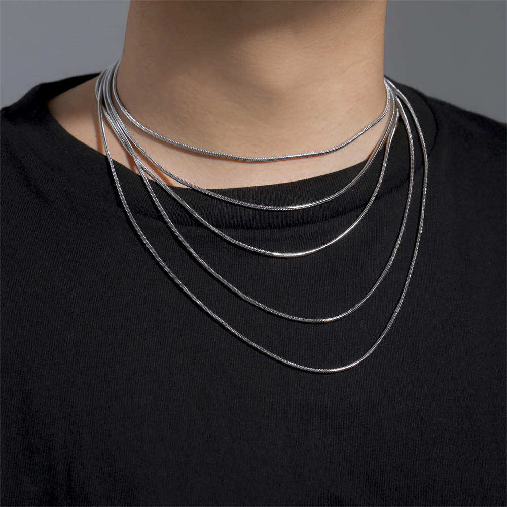 My Shape Collar de cadena de serpiente redonda para hombres y mujeres, Gargantilla de cadena de eslabones de acero inoxidable, 0,9mm, 1,2mm, 2mm, de joyería de