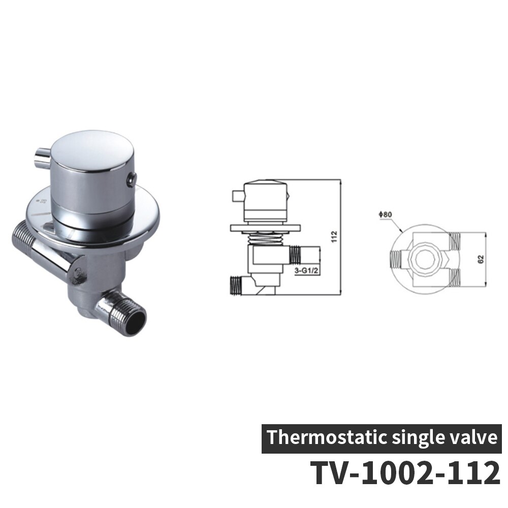 Solid Brass G 1/2" Thermostat Mixer Valve For Bathroom Shower Faucet Valve Replacement Thermostatic Valve Cartridage: TV-1002-112