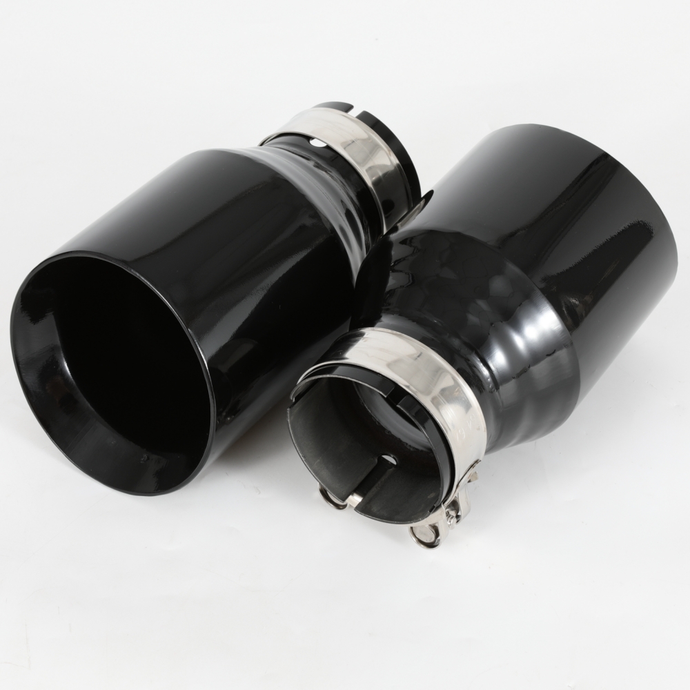 1 PC Car Modified Stainless Steel Glossy Black Exhaust Pipe Universal Bevel Edeg Shiny Muffler Tip For BMW Series Mazda VW Benz