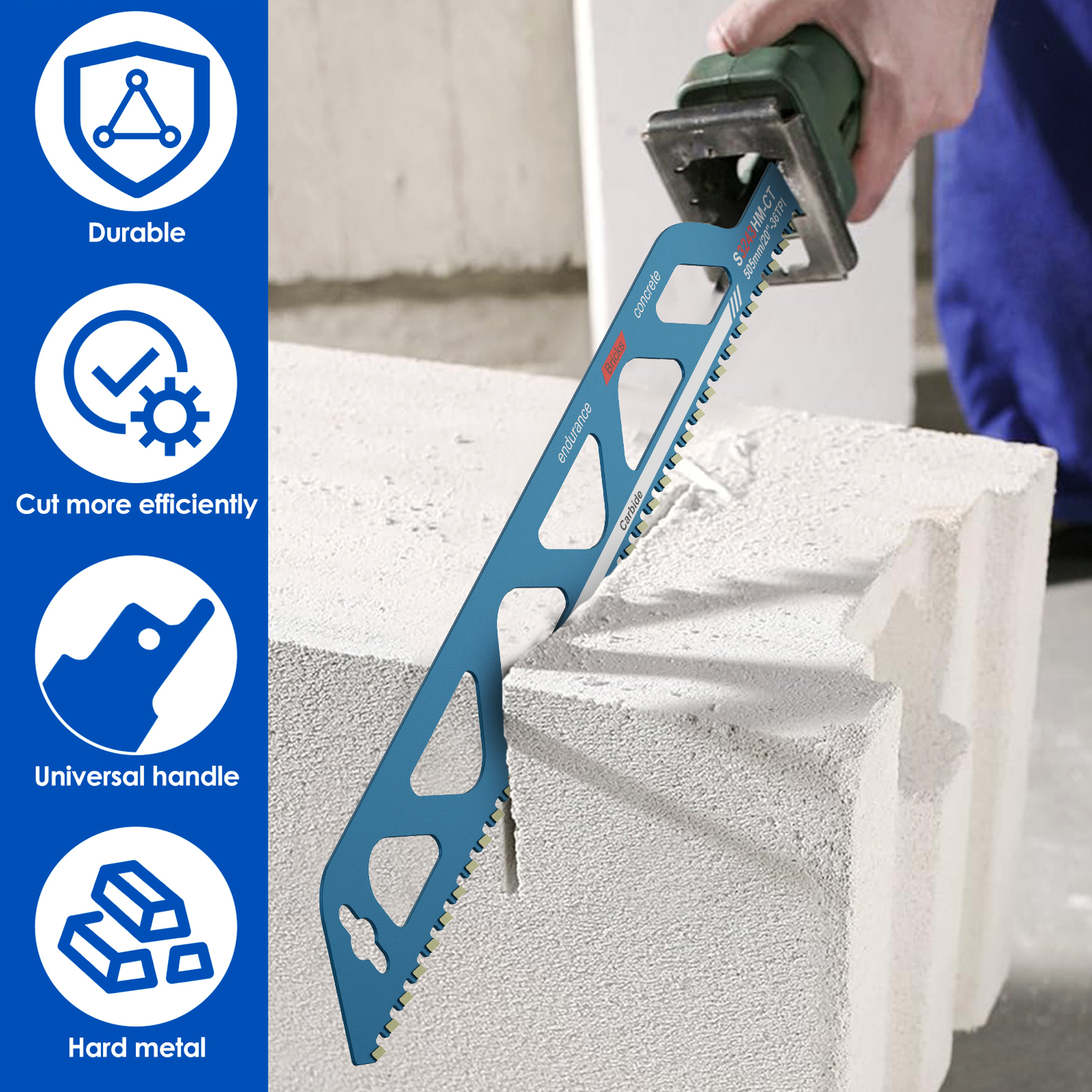 Lâmina de serra alternativa, 10/12/18/20 polegadas, corte universal, lâmina de serra sabre, alvenaria, lâmina de corte para painéis compostos de cimento