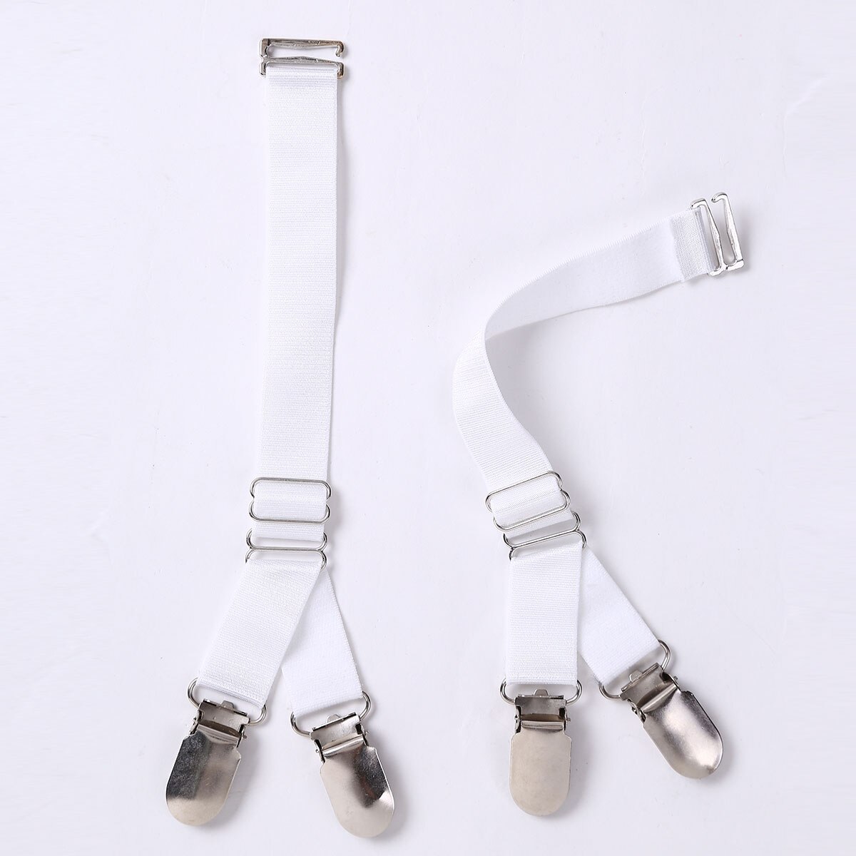 8 Styles Garment Hooks Suspenders Belt with Leather Polyester Elastic Clip-on Braces: 107White