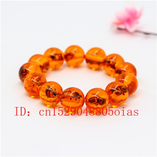 Pulsera de cuentas de abeja ámbar amarilla para hombre y mujer, amuleto de la suerte, joyería,