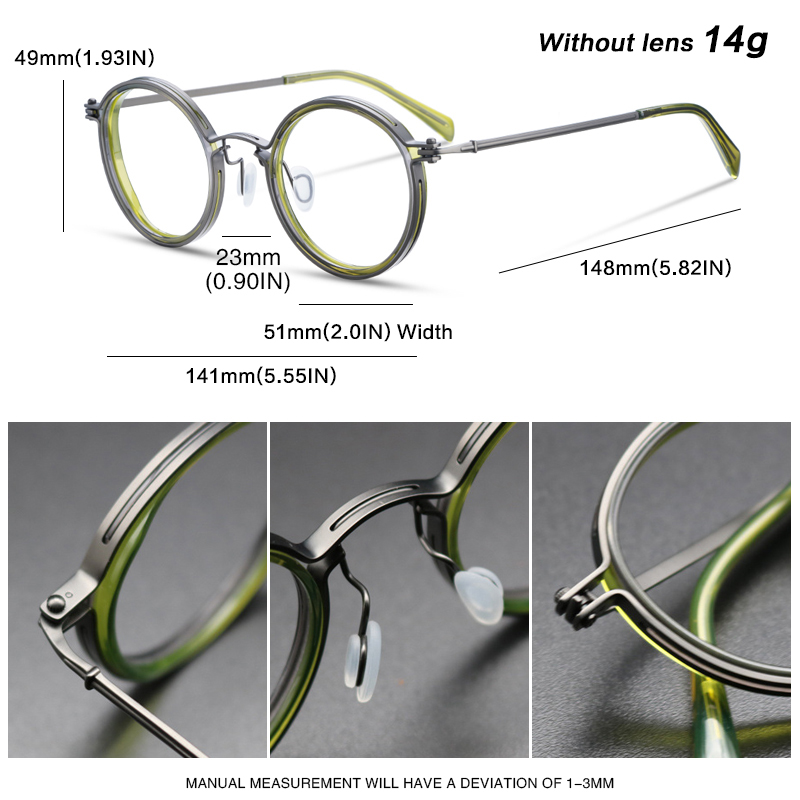 Vintage Titan Brillen Rahmen Männer Runde Myopie Brillen Frauen Retro Optische Luxus Gläser Rahmen Brillen