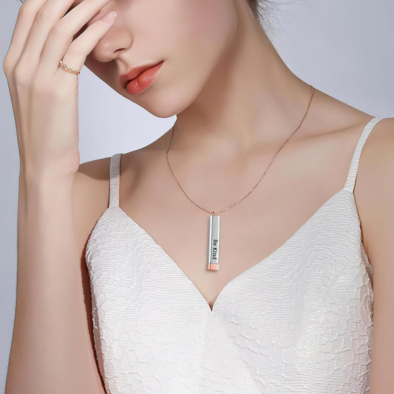 Collares Be Kind of A B para mujer, mensaje oculto, mejores amigos, hermanas de hermandad, de joyería de amistad, colgante de tubo cuadrado