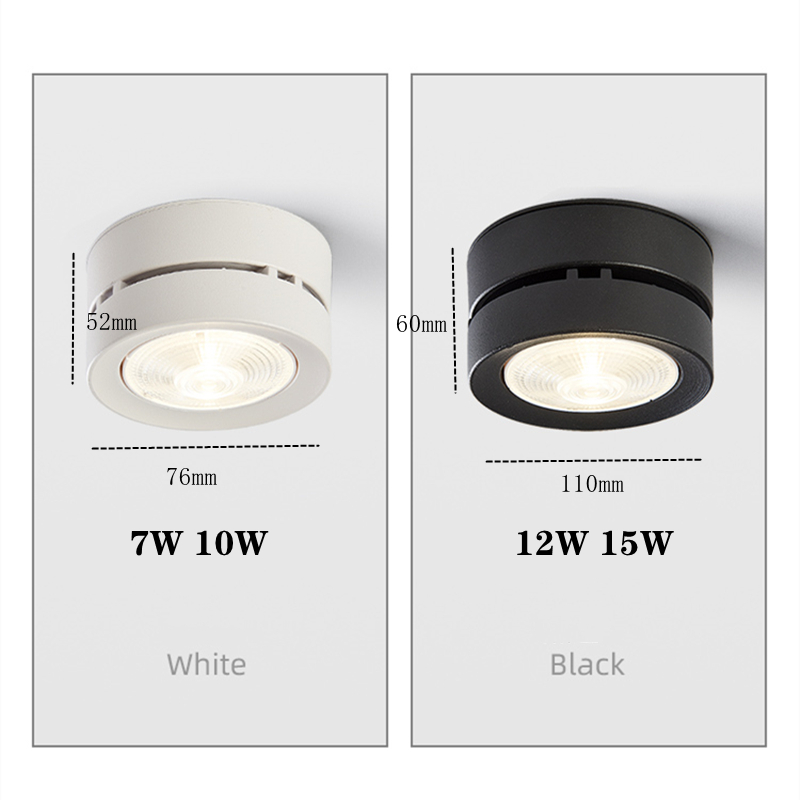 Dimbar led-downlight stue soverom utenpåliggende downlight taklampe spotlight 7w 10w 12w 15w ac220v ac110v