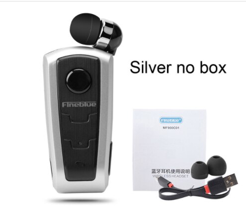 100% Original Fineblue F910 Wireless Bluetooth V4.0 Headset In-Ear Vibrating Alert Wear Clip Hands Free Earphone For Smartphones: Silver no box