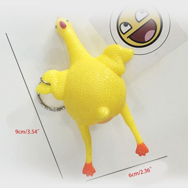 1pc mini-schlüsselanhänger, scherzartikel, anti-stress-hühnchen-spielzeug zur unterhaltung, weiches, eierlegendes hühner-fidget-spielzeug zum drücken