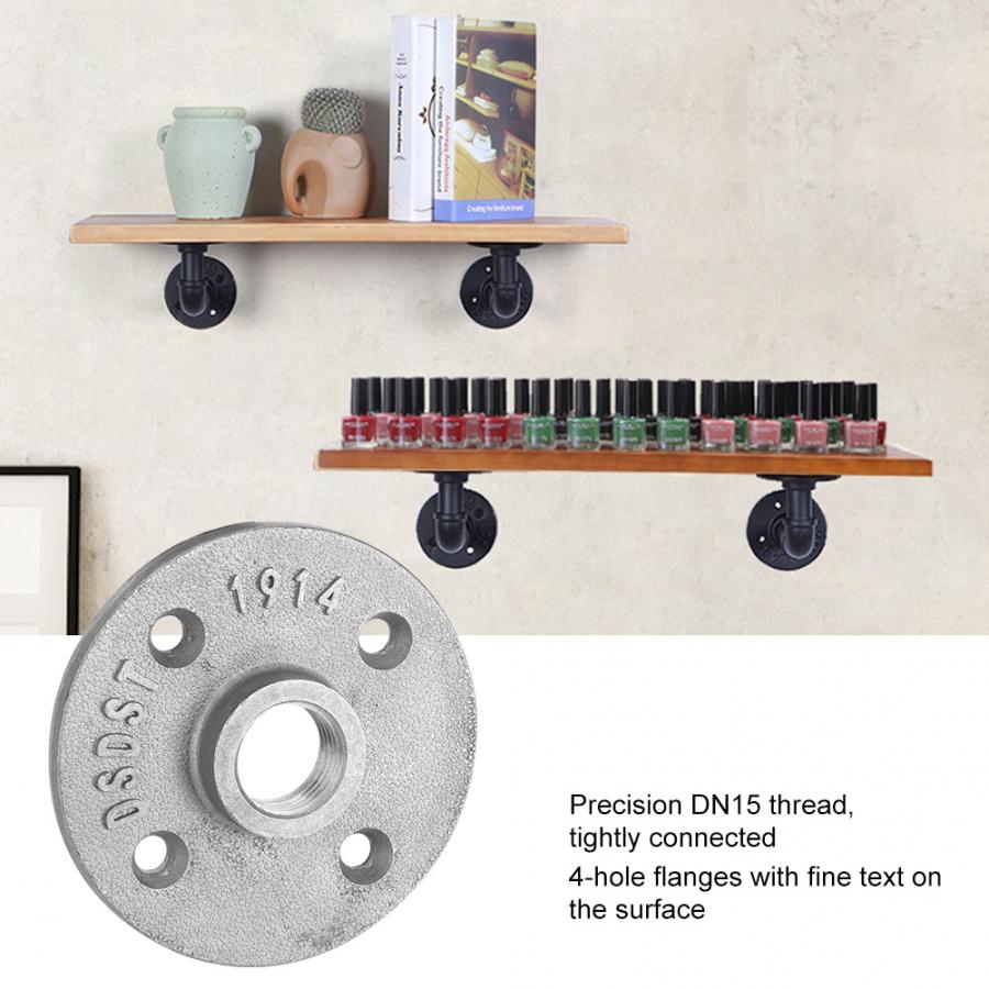 10pcs DN15 1/2in 4-Holes Flange Base Floor Flange Aluminum Alloy Threaded Shelf Fixing Base Pipe Flange