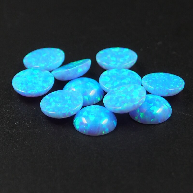 Creato opale perline OP06 blu fuoco 3mm Flatback Cabochon pietra