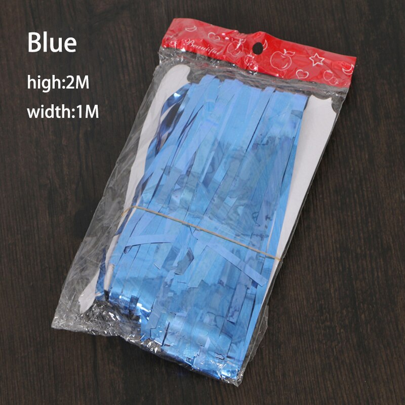 Fondo de cortina de seda de lluvia, tira de colores para pared, cumpleaños, boda, decoración de cinta de seda de lluvia, sala de estar para, suministros de cortina: Azul
