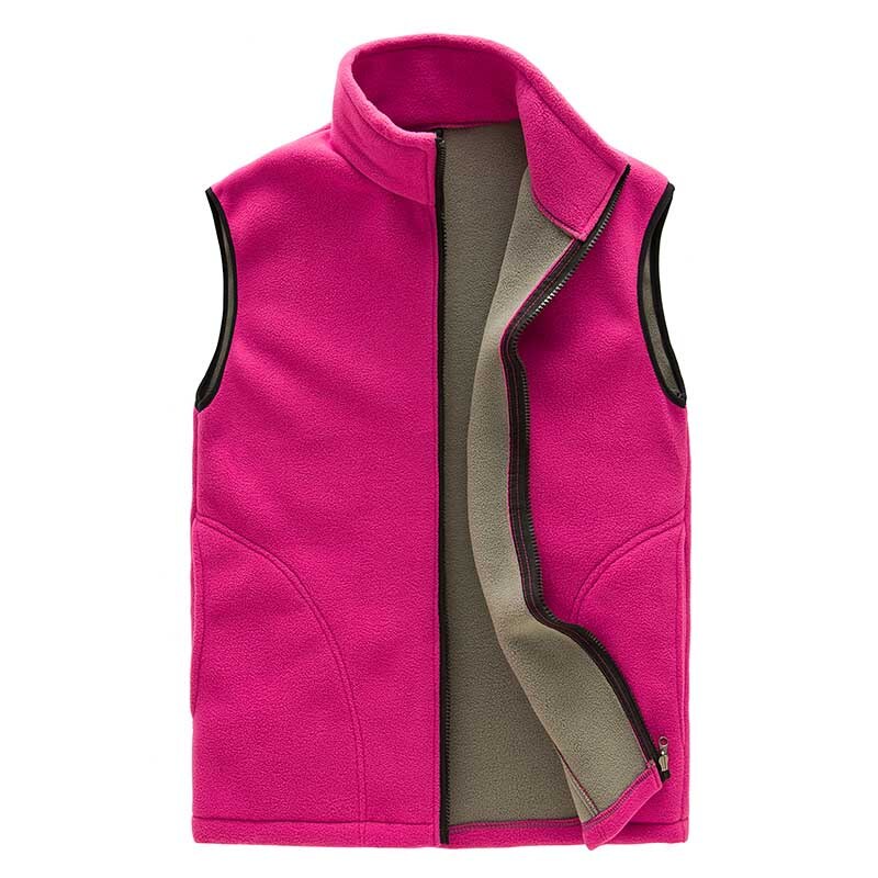 Colete feminino de lã, nova colete de lã quente para acampamento e caminhadas ao ar livre: Rosa