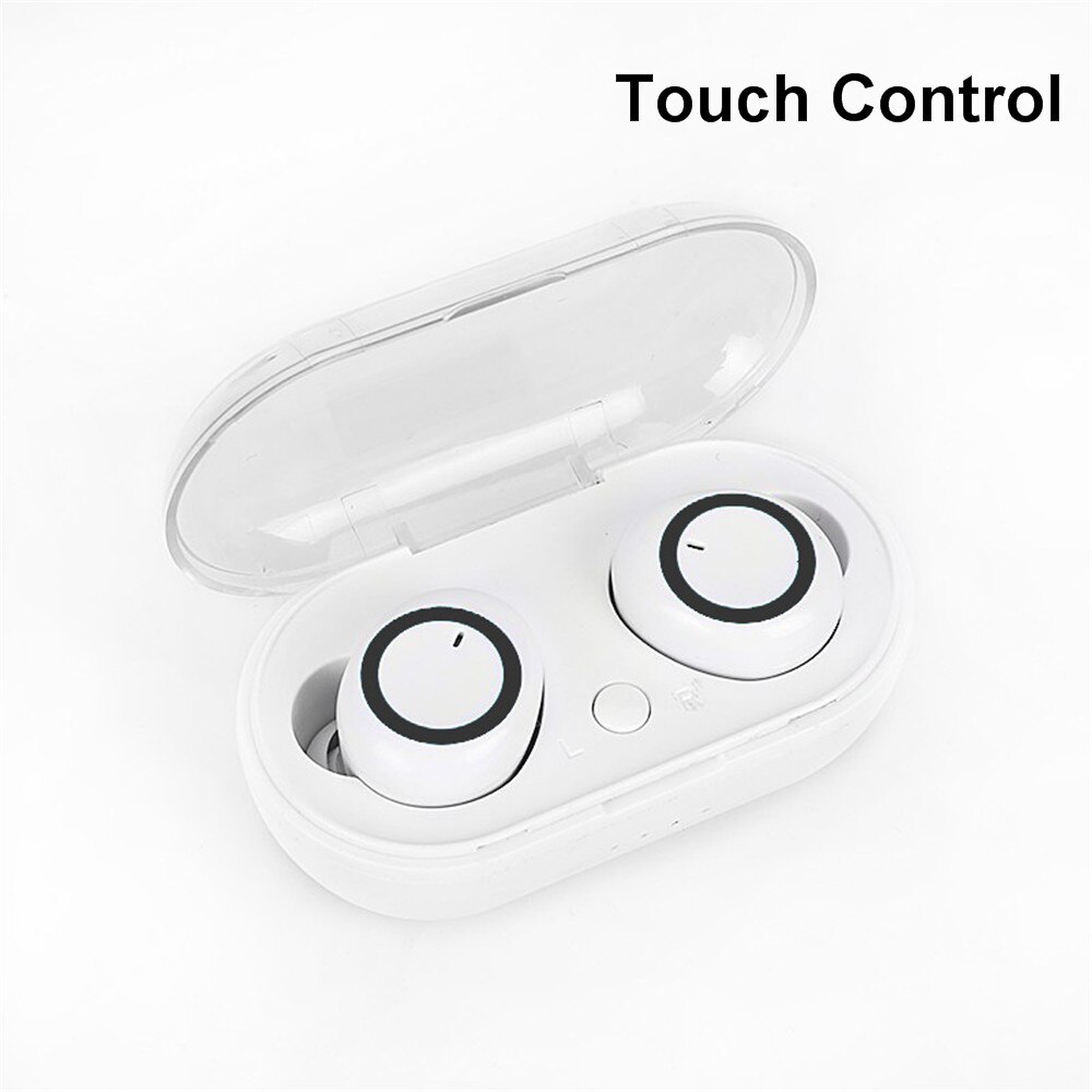 TWS Bluetooth 5.0 Auricolare Impermeabile di Sport Auricolari Vivavoce Auricolari Stereo Senza Fili Auricolare con Microfono per IOS Android Phone: White Black-2