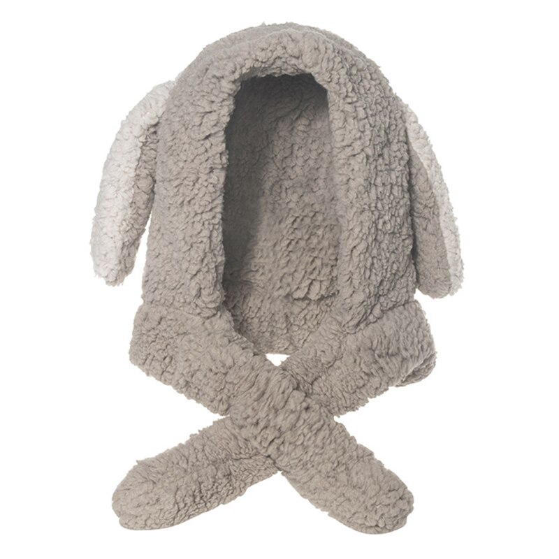 Winter warme capuchon lange sjaal muts puppy hondenoren pluizige pluche oorkleppen muts sjaal: Blauw