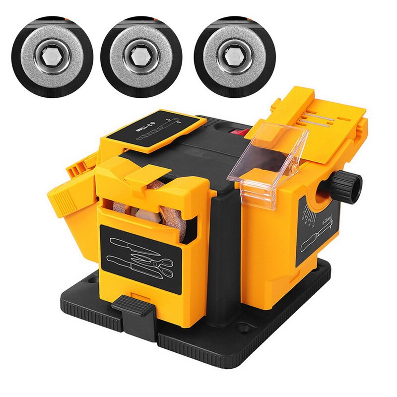 3 In 1 Professionele Elektrische Messenslijper Boor Slijpen Machine Keuken Mes Scherpere Slijper Slijper: yellow B