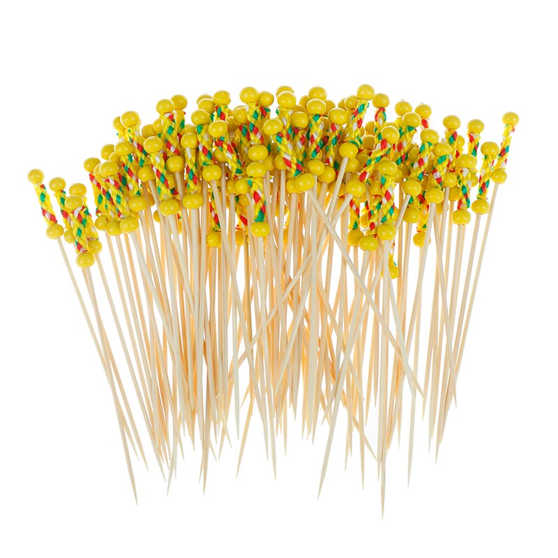 100pcs 9/12cm Bamboo Food Picks Buffet Cupcake Fruit Fork Party Cake Dessert Salad Vegetable Sticks Cocktail Toothpick Skewer