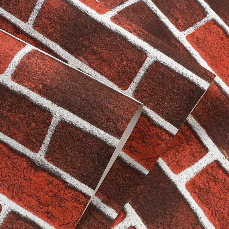 Vintage Huai Old 3D Stereo Antique Brick Brick Brick Pattern Wallpaper Cafe Bar Restaurant Blue Brick Red Brick Wallpaper