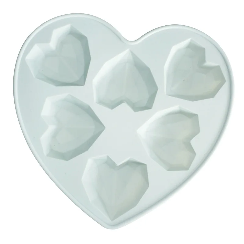 3D Geometric Cake Mold Heart Shaped Silicone Cake Mold With Mini Hammer Silicone Mousse/Chocolate Cakes Mould For Birthday: VIOLET/紫罗兰