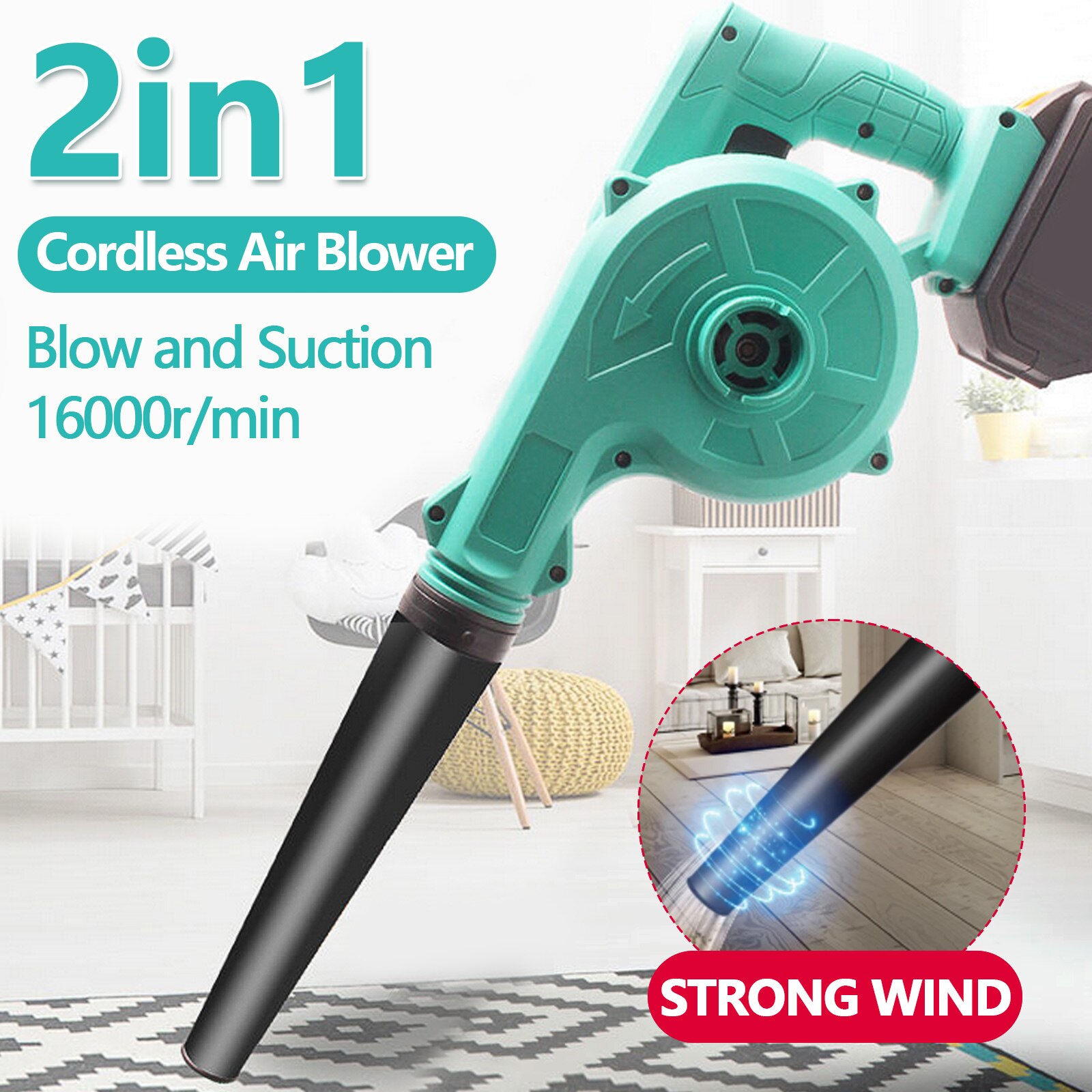 ANENG 18V 6000mAh Cordless Leaf Blower and Vacuum Lithium Battery 2-in-1 Electric Blower Air Volume for Home Garden Cleaning: UK Plug