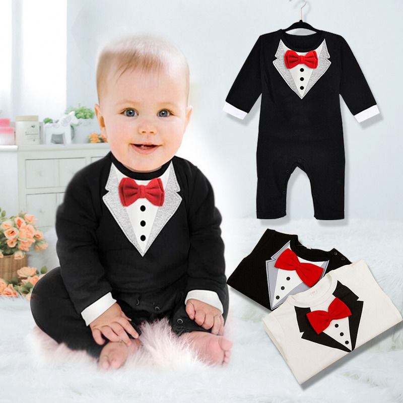 1 Uds., niño, bebé, niño, niño, bebé con lazo, caballero, mono, ropa, traje 0-36