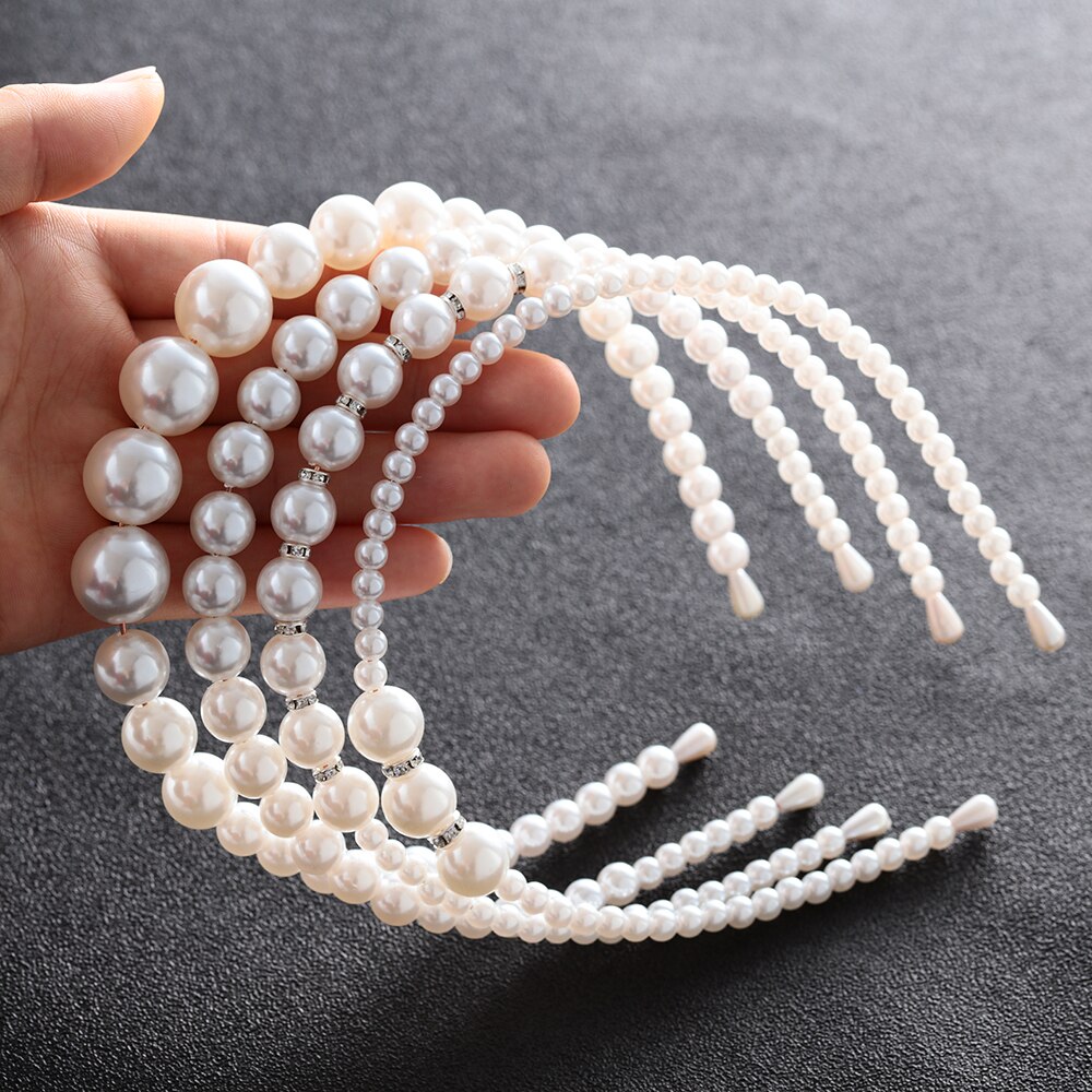 Trendy Luxury Big Pearl Headband for Women Headband Wild Personality Bezel Turban Girls Hair Headwear Jewelry