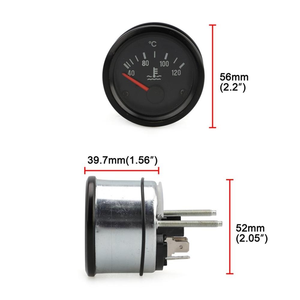 2" 52mm Car Mechanical Pointer Water Temp Temperature Meter 40-120 Degrees Celsius VDO Water Temperature Meter