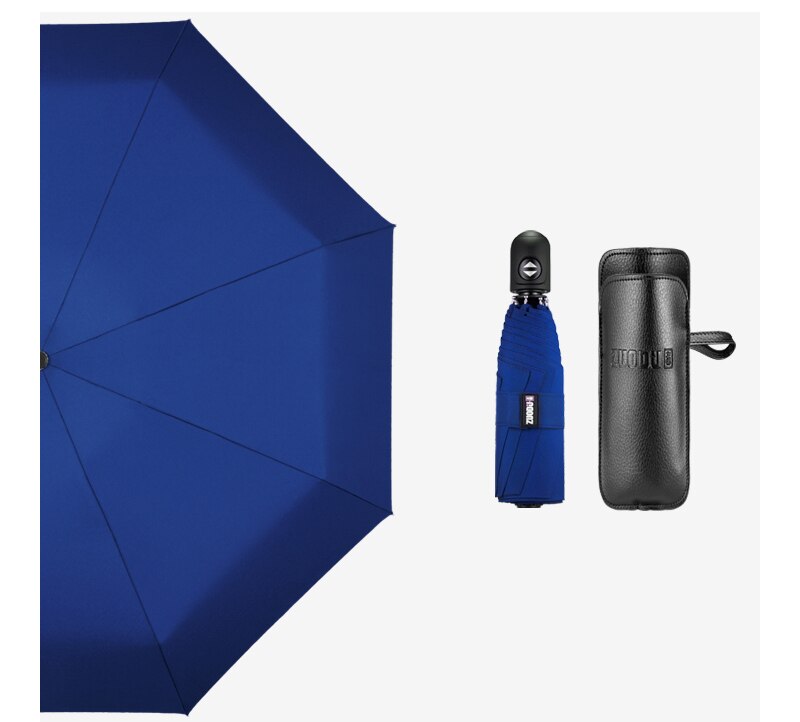 Kompakt bærbar mini automatisk paraply anti-uv parasol ultra let foldbar paraply regn kvinder rejser paraply mand: Blå