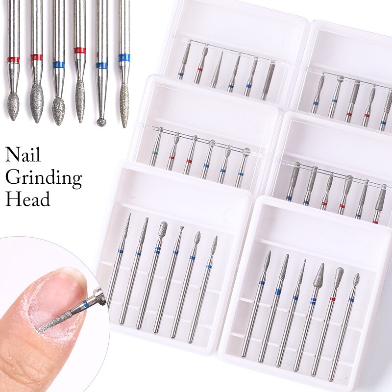6 Stuks Nagel Boor Set Voor Elektrische Frezen Pedicure Manicure Machine Nail File Slijpen Hoofd Nail Tool Accessoires