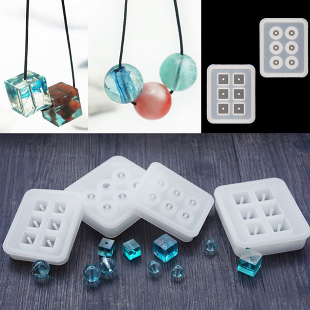 Facemile Transparent Rectangle Silicone Bead Mould Square Ball 6 Holes DIY Epoxy For Jewelry Mold Cake Decoration Tools