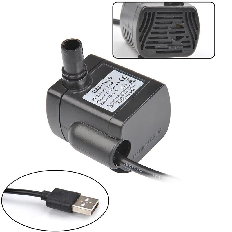 3W USB 4W Mini Submersible Water Pump Small Fountain Pump for Pond Aquariums Fish Tank Tabletop Fountain Pet Fountain EU US Plug