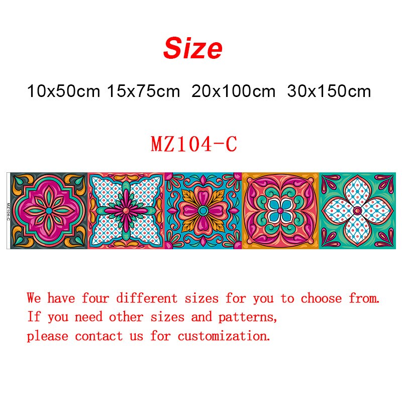 Colorful Strip Tiles Wall Stickers Bathroom Kitchen Stairs Tile Ceramics Decoration Wallpaper Peel &amp; Stick PVC Art Mural Poster: MZ0104 C / 20cmX100cmX1pc