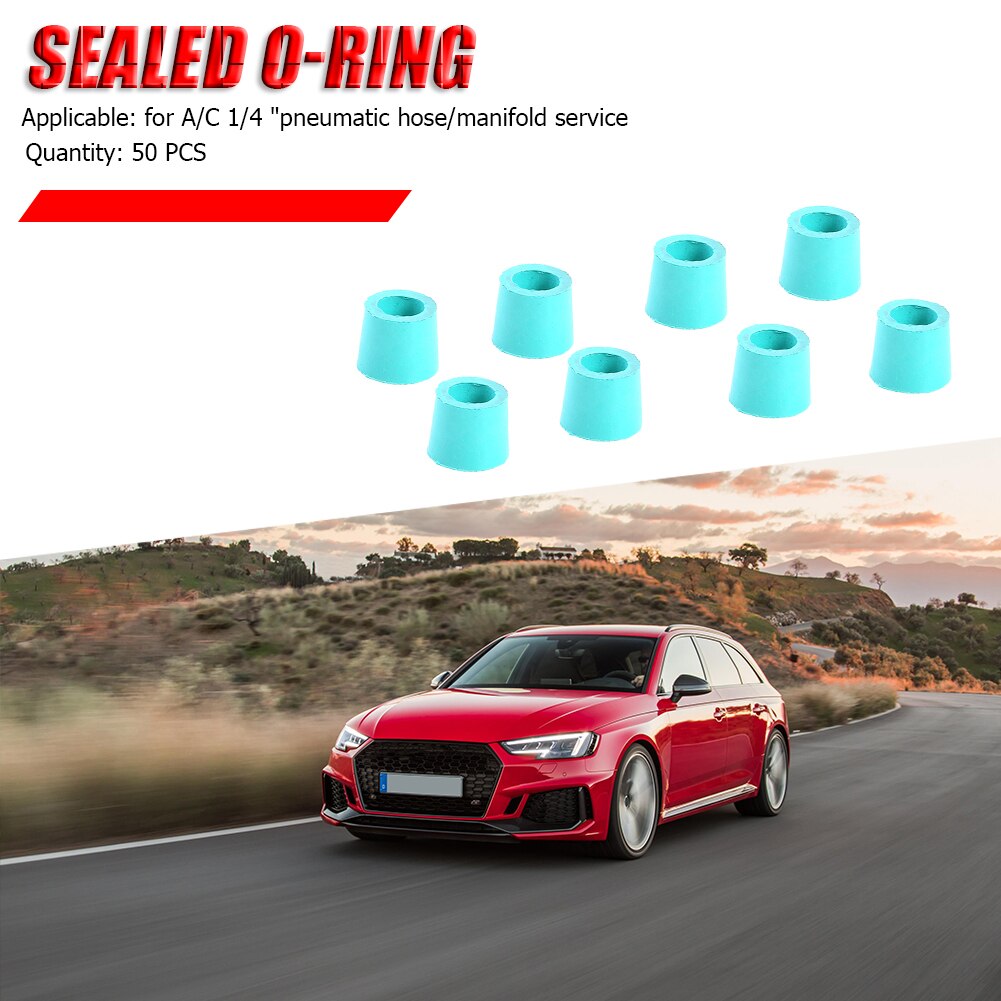 Junta tórica de goma de reparación A/C, reemplazo de colector de manguera de carga 1/4, verde, Instalación Fácil, elementos personales para coche, 50 unids/lote