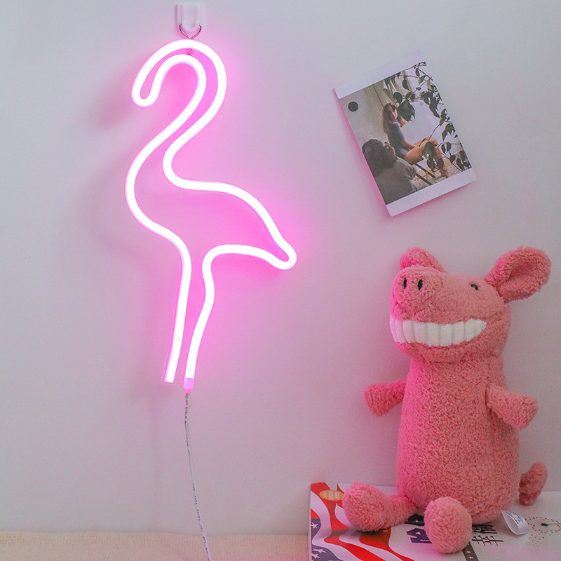 Led neon lys skilt rør dekorationer julefest bryllup dekorationer væg børneværelse hjem gult wienerbrød display: Flamingo pink