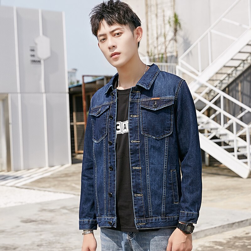 Plus Size 5XL 8XL Jean Jas Voor Mannen Klassieke Toevallige Losse Denim Jas En Najaar Blue heren Jas
