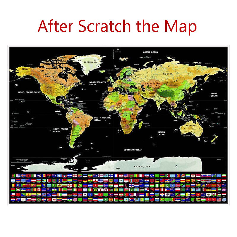Vintage World Travel Map Scratch Off World Map Travel Scratch For Map 42x30cm Room Home Office Decoration Wall Stickers Mini