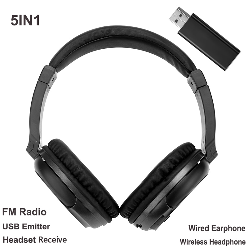 Wireless TV Headphones For TV PC Computer MP3 TV Over-Ear Headset Support FM Function With USB Transmitter PK Bingle B616