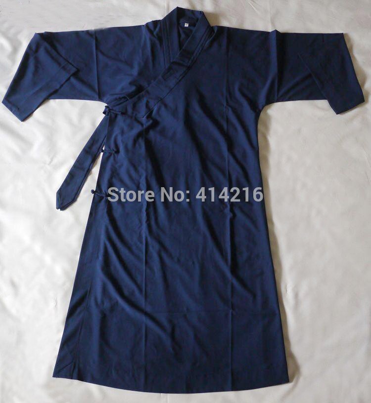 unisex Taoist clothing Tai chi uniforms Garments Taoism performance kung fu exercise long robesmartial arts suits dark blue