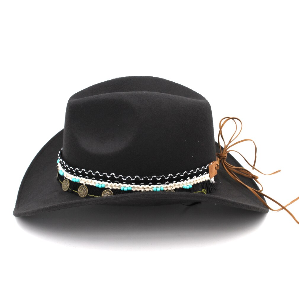 Mistdawn mænd kvinder uld bred skygge western cowboy hat cowgirl kostume kasket størrelse 56-58cm bbc