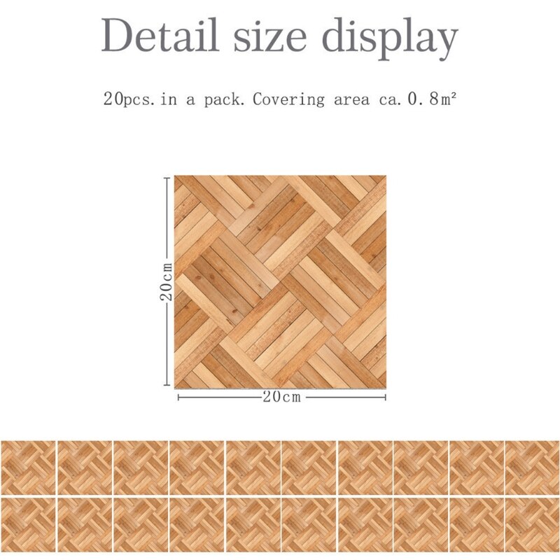 20pcs Imitation Wood Grain Tile Floor Wall Stickers DIY Self Adhesive Bathroom