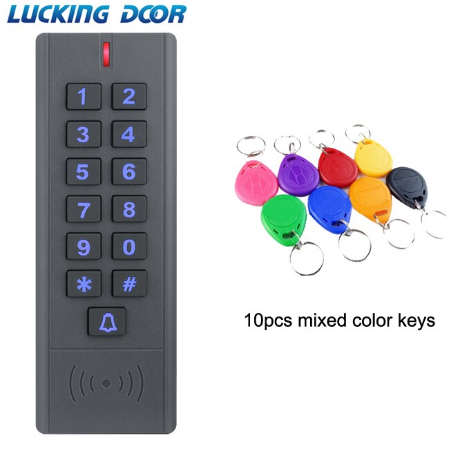 RFID Access Control System Device Machine 1000 User Wiegand input and output 125Khz RFID Proximity Entry Door IP67 Waterproof: A9 10 color key