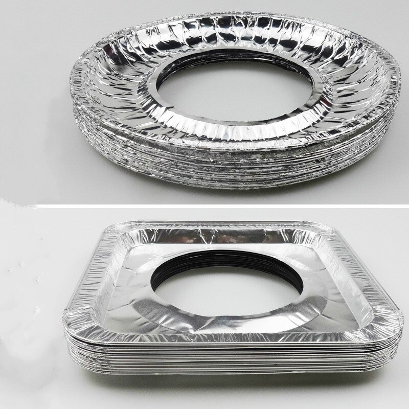 Protectores de cocina de Gas, cubierta de aluminio, revestimiento de lámina protectora, antiadherente, reutilizable, para estufa de Gas, alfombrilla de limpieza gruesa, círculo, 10 Uds.