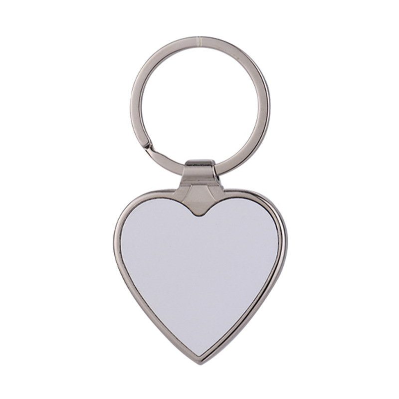 Metallnyckelringar sublimeringsämnen kärlek & runda & rektangulära former nyckelring zinklegering nyckelringar för värmeöverföring tryck logotyp: Silver-