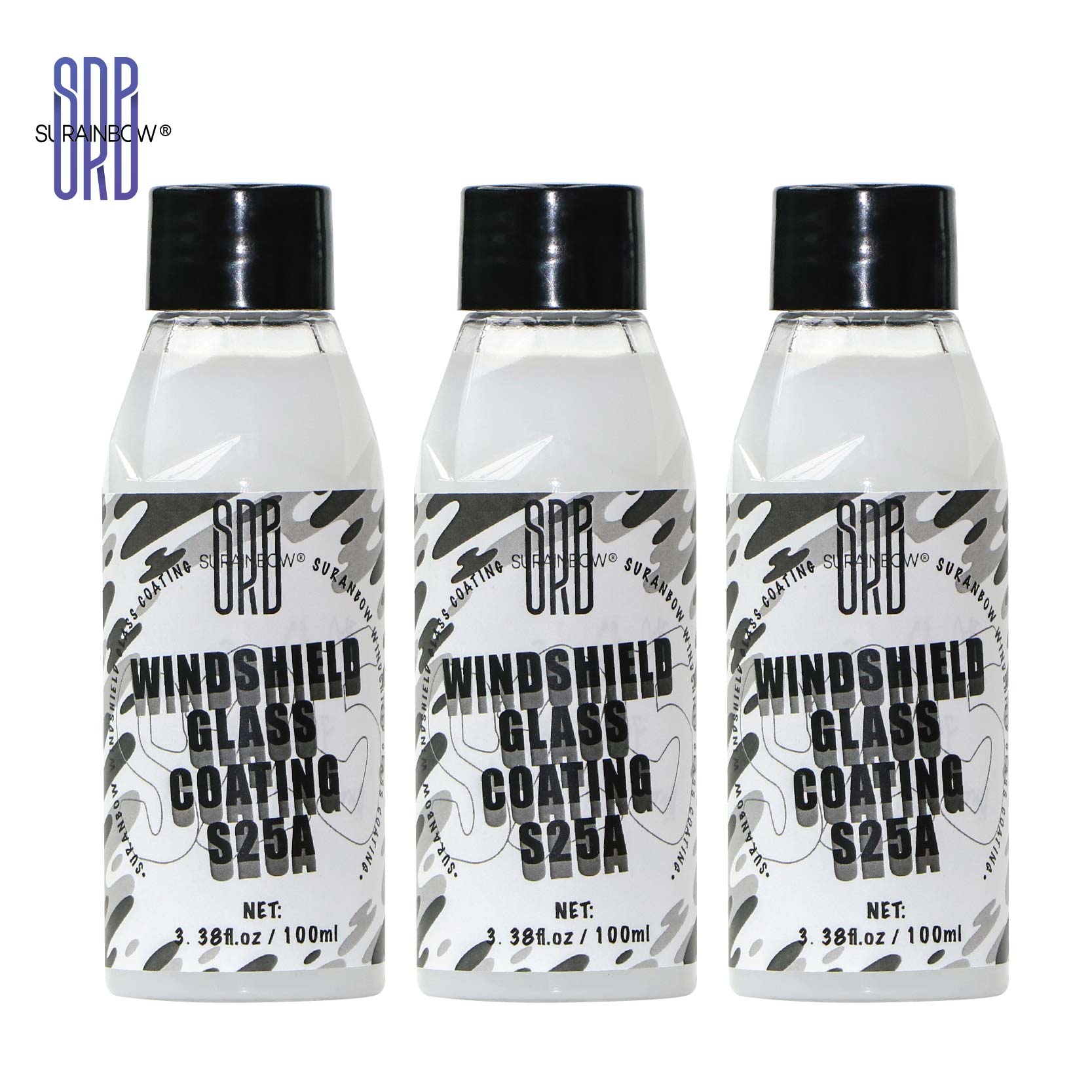 Glascoating Coat Protectant - Hydrofoob regenafweermiddel voor auto's, langdurige en duurzame coating, snelle en eenvoudige toepassing: Black