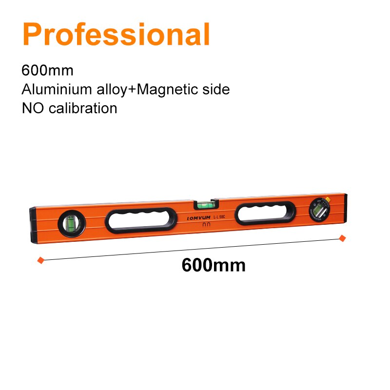 Lomvum spak linjal mätning hög precision vattenpass magnetisk linjal rosttät bubblor mätinstrument precision: Professionell 600mm