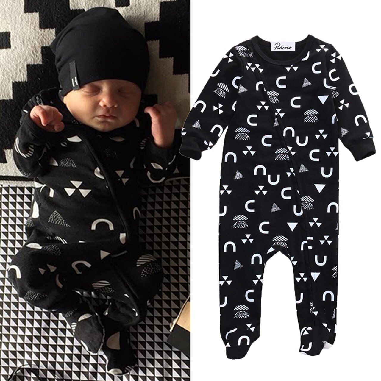 Bebê recém-nascido da menina do menino roupas macacão de algodão de manga comprida macacão de bebê pijamas pijamas tamanho 0-18 m