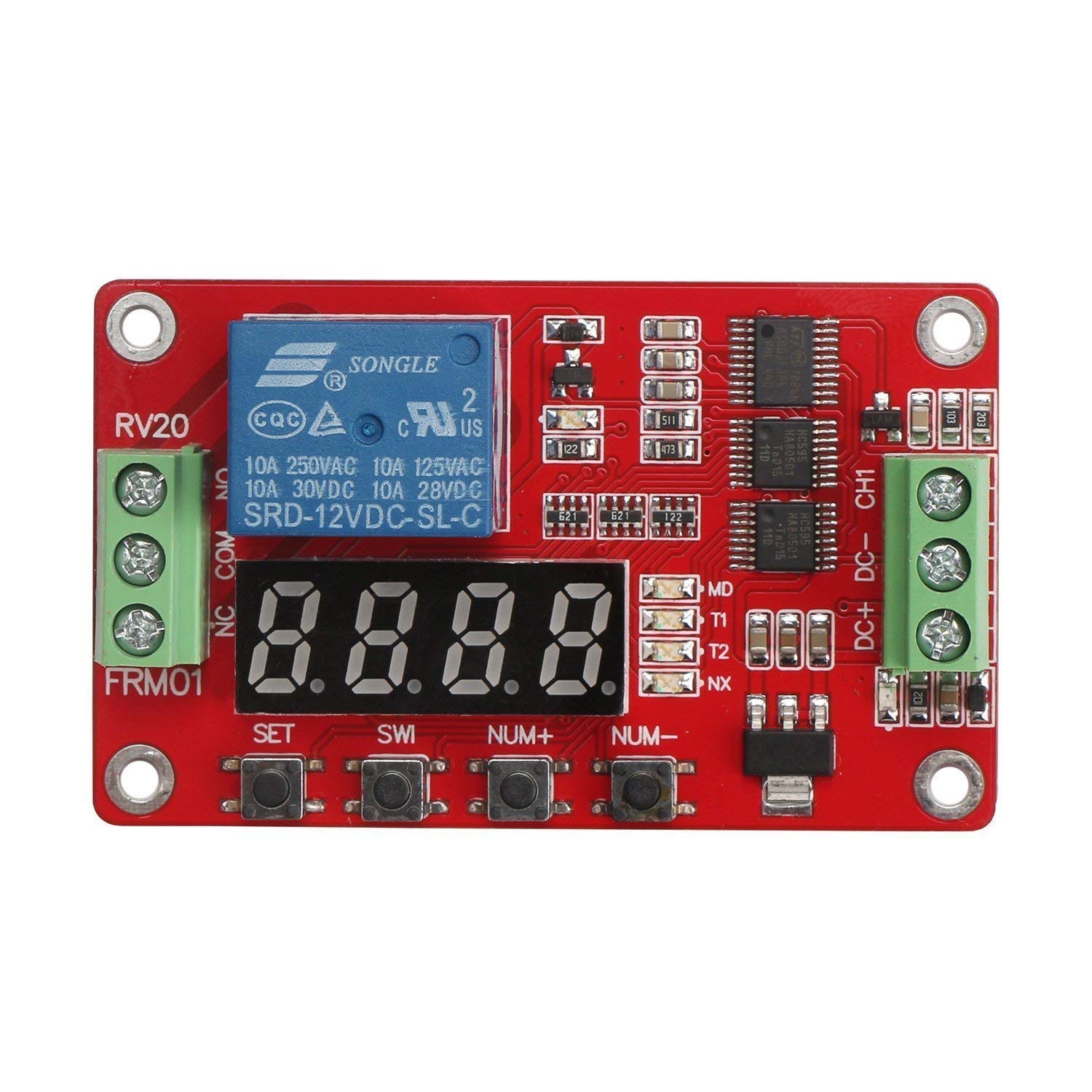 12V DC Relay Module, DROK Multifunctional DC 12 Volt 1 Channel Relay Board Programmable Cycle Relay Module 10A Portable Timer Sw