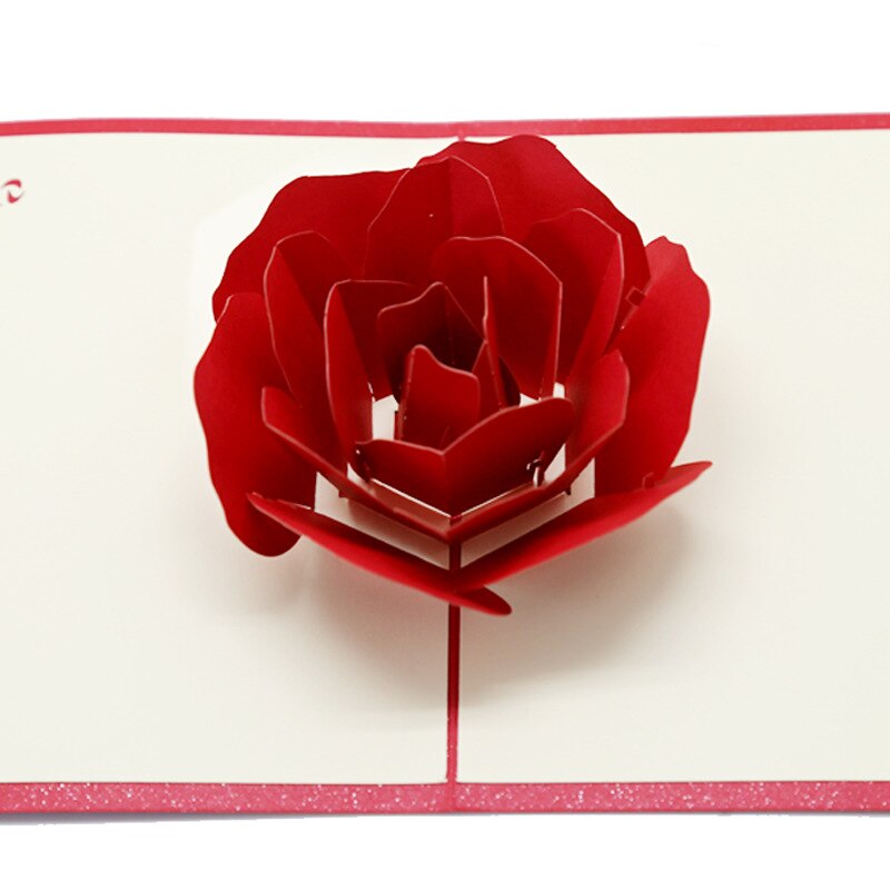 1pc Rose Blume 3D Pop hoch Grußkarten mit Umschlag Mariage Hochzeit Einladung Valentinstag Gruß Karte Valentinstag
